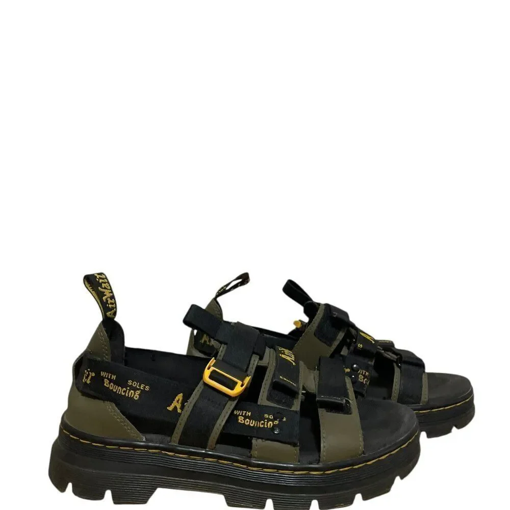Dr Martens Pearson II Webbing Sandals Olive Green Men's Sz 8 Women's Sz 9